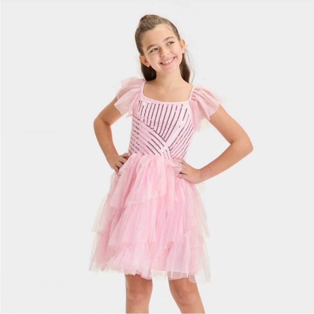 NEW Girls' Wicked Glinda Cosplay Dress - Light Pink XXL
